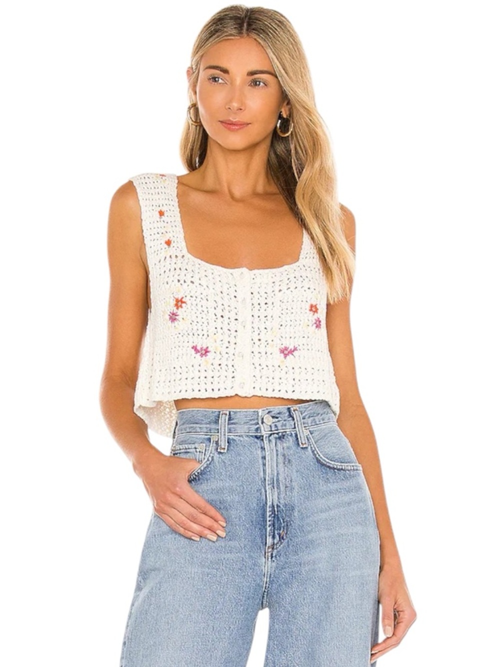 Free People Wildflowers Cardi Crochet Tank Top